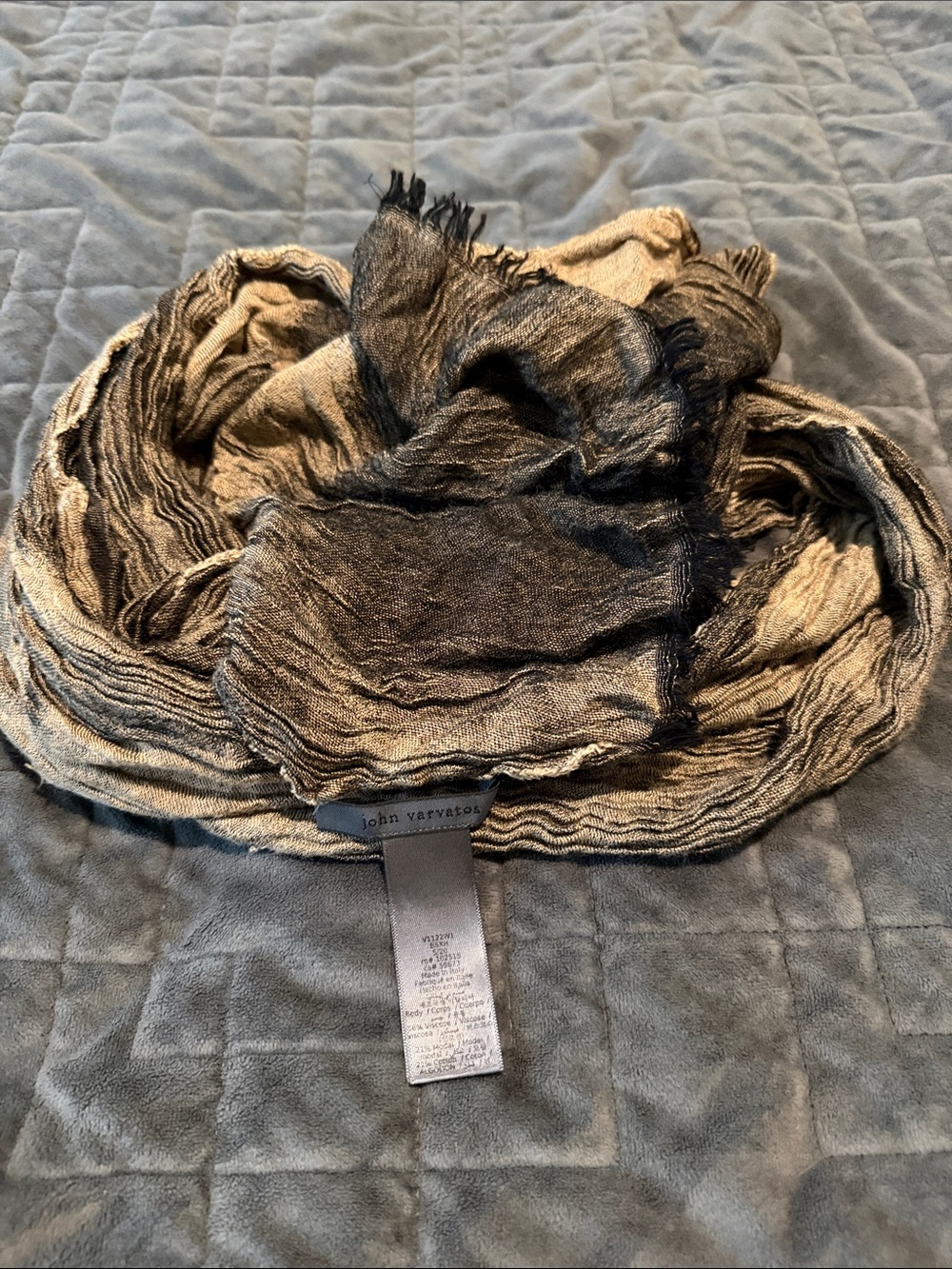 John Varvatos Black and Tan Lightweight Two-Tone Scarf